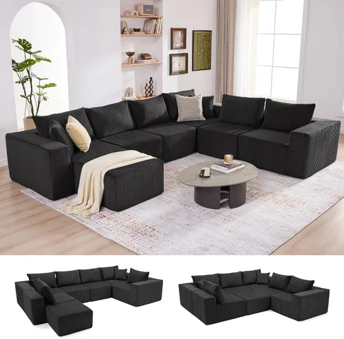 Vista 27 de Sofá seccional modular de 108", sofá seccional Cloud con asiento profundo, sofá modular moderno en forma de L con chaise, sofás tapizados sin Beige