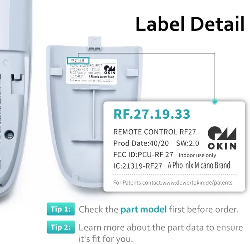 Vista 2 de Okin Control remoto inalámbrico de mano de reemplazo para camas ajustables eléctricas RF.27.19.33