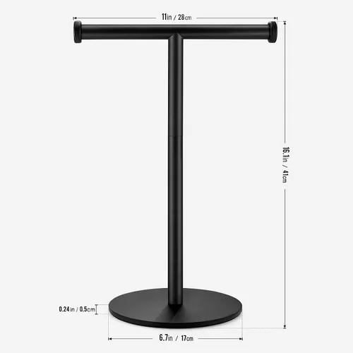 Vista 6 de Toallero de mano, toallero de baño negro mate, soporte para toallas de encimera, soporte de toalla en forma de T para baño y cocina, tamaño 11