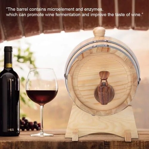 Vista 7 de Mini barril de vino de madera de pino para el hogar, equipo de elaboración de cerveza de madera para tequila, whisky, ron envejecimiento