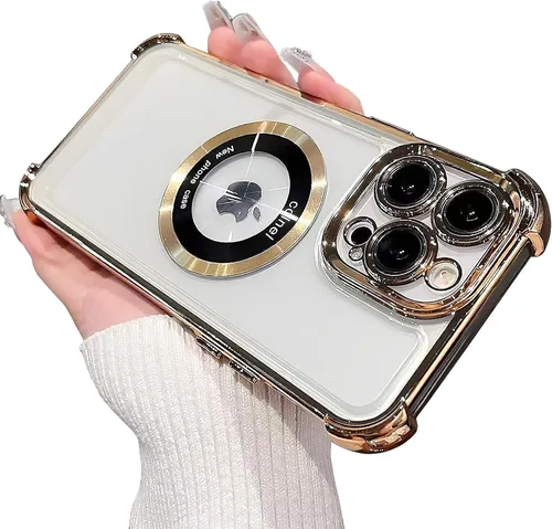Vista 36 de Funda magnética transparente para iPhone 11, funda de lujo con cuatro esquinas brillantes, protección a prueba de golpes de grado militar