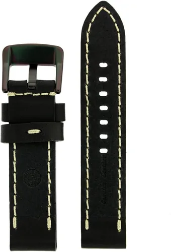 Vista 2 de Panerai Style - Correa de reloj de cuero grueso como original pesado IPB negro chapado hebilla negro 24 milímetros