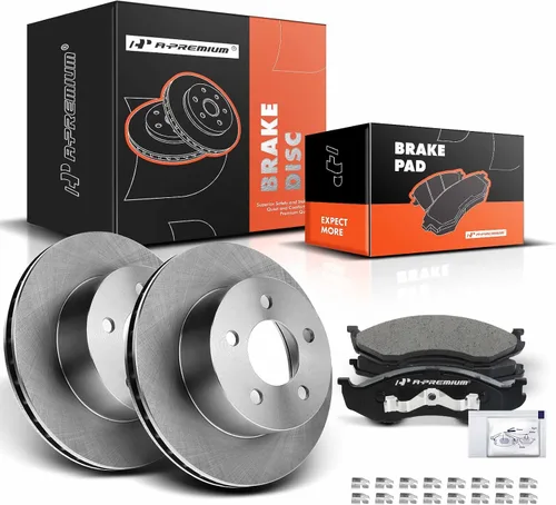Vista 11 de A-Premium Rotores de freno de disco perforados y ranurados delanteros de 11.02 pulgadas (11.020 in) + kit de pastillas de cerámica compatible