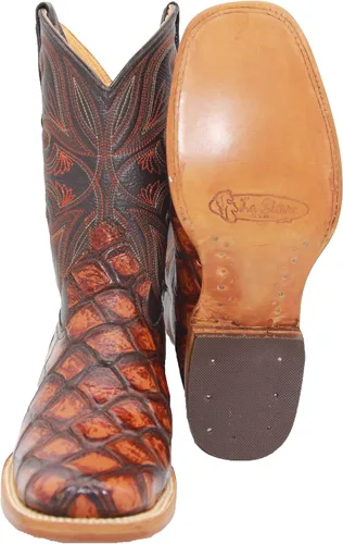 Vista 2 de Western Shops - Botas vaqueras con estampado de peces pirarucu para hombre