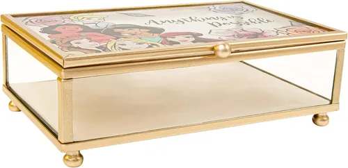 Vista 3 de Disney Princess Anything is Possible - Joyero de cristal con borde dorado con licencia