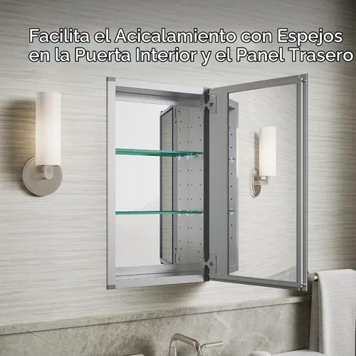 Vista 8 de Kohler CB-CLC1526FS Espejo Botiquín de Baño sin Marco, Puerta Individual, Marco Rectangular con Borde Biselado, Espejo de Gabinete de Baño, Estantes