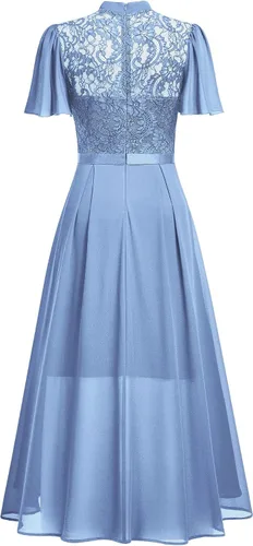 Vista 4 de Miusol Vestido largo de fiesta de dama de honor con diseño de encaje floral retro para mujer