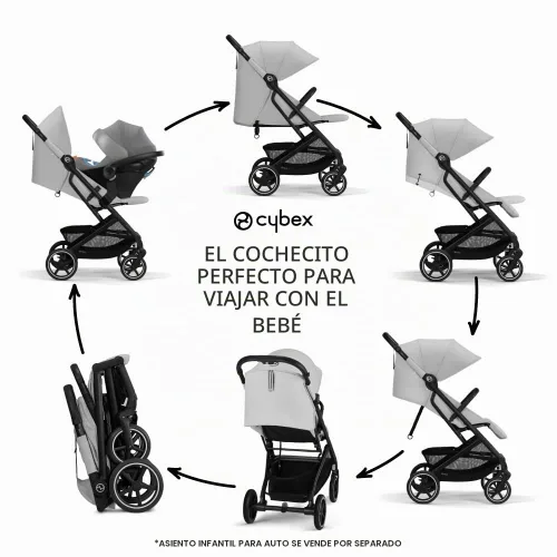 Vista 3 de Cybex Beezy 2 - Cochecito de viaje compacto y ligero, color gris niebla