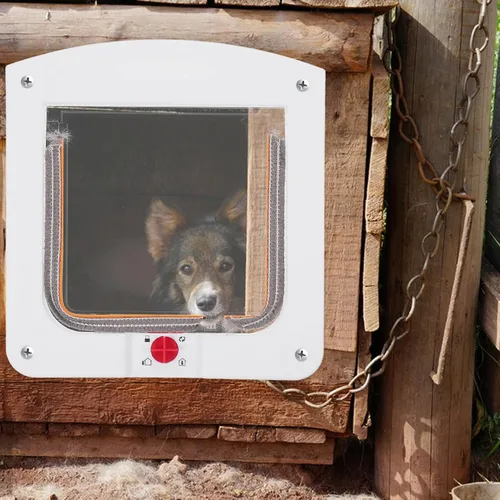 Vista 5 de NUOBESTY Puerta de gato con bloqueo para puertas interiores, material ABS, control de acceso bidireccional para mascotas, puerta para cachorros