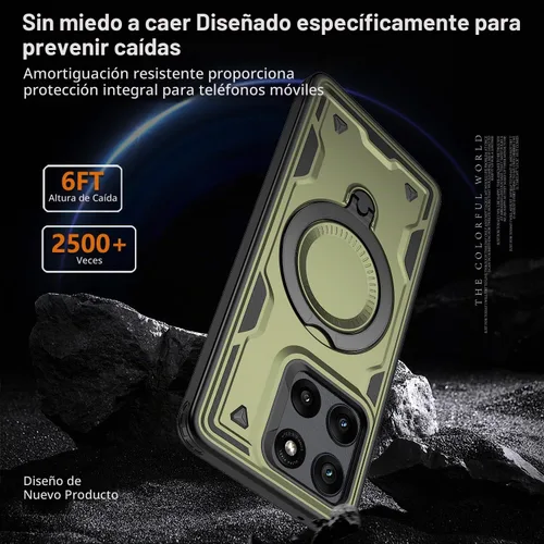 Vista 5 de Funda magnética para Motorola Edge 2025 compatible con MagSafe Support Cargador inalámbrico, para Moto Edge con anillo de soporte, con protector