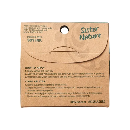 Vista 2 de KISS Sister Nature - Pestañas postizas 'Dawn', 0.472 in, cabello 100% natural, caja de papel reciclable, impresa con tinta de soja, libre