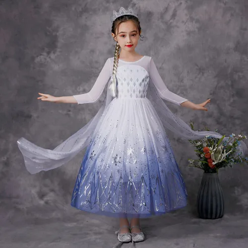 Vista 5 de QooGoo Vestido de princesa para niñas, con luz LED, vestidos elegantes