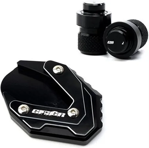Vista 8 de Moto Kickstand Soporte lateral ampliar placa de almohadilla y tapas de aire de válvula de neumático para Suzuki para GIXXER 250 SF para GIXXER 150