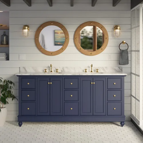Vista 10 de Kitchen Bath Collection Bella tocador de baño doble de 72 pulgadas (chocolate/carrara): incluye gabinete de chocolate con encimera de mármol