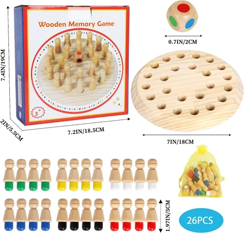 Vista 2 de TOWO Juguetes de memoria de madera para niños, juegos de mesa familiares para niños y adultos, juegos mentales de madera, juguetes educativos