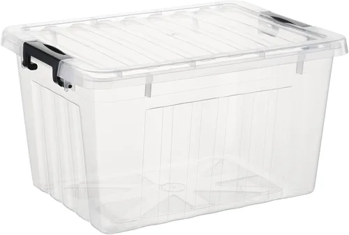 Vista 2 de Cetomo Contenedor de almacenamiento con tapa, caja de almacenamiento apilable con tapa y cierre a presión, contenedor de plástico transparente
