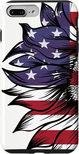 Vista 12 de USA Patriotic 4th of July Sunflower American Flag Case for iPhone 17