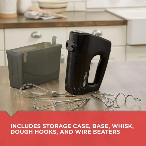 Vista 5 de BLACK+DECKER Batidora de mano versátil de 5 velocidades con 5 accesorios y estuche de almacenamiento, con botón Turbo Boost, función de expulsión