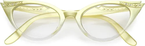 Vista 12 de zeroUV Gafas de ojo de gato con cristales transparentes con diamantes de imitación retro para mujer, 2.008 in