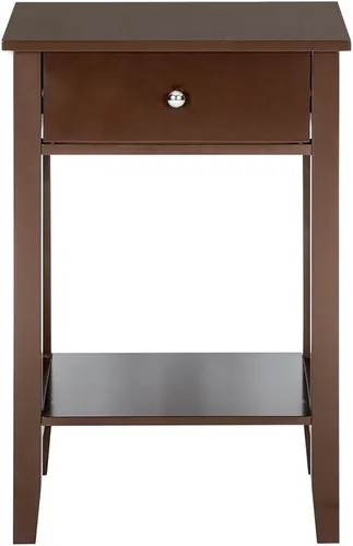 Vista 7 de Mesa decorativa de madera para sala de estar, mesa auxiliar de granja con cajón, mesa auxiliar rústica con estante de almacenamiento para espacios