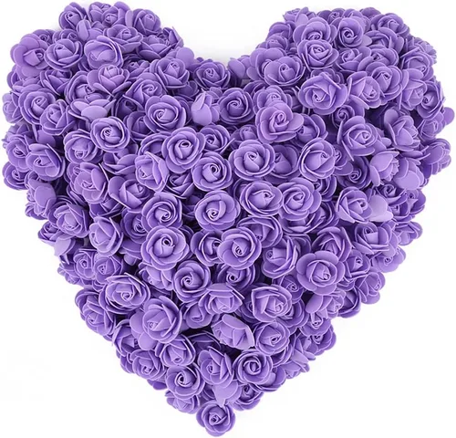Vista 16 de 500 cabezas de rosas de espuma color burdeos, flores artificiales a granel para manualidades, ramos de boda, centros de mesa de baby shower