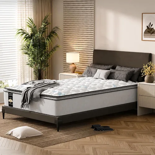 Vista 2 de Greaton, Colchón individual de resortes interiores de 9 pulgadas con somier, colchón de cama de firmeza media, espuma certificada CertiPUR-US