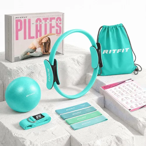 Vista 11 de RitFit Anillo circular de pilates – Círculo mágico de fitness de 14 pulgadas para tonificar muslos interiores y exteriores, guía de entrenamiento