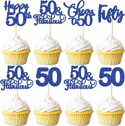 Vista 56 de Paquete de 30 adornos para cupcakes con purpurina de doble dígito para cumpleaños de 10 años, para cumpleaños, aniversario, fiesta, suministros