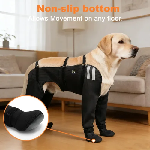 Vista 6 de COODEO Calcetines para perros para las 4 patas, impermeables, antideslizantes, fáciles de usar, protección de patas, duraderos y cálidos