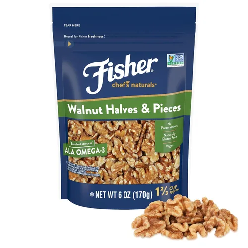 Vista 18 de Fisher Chef's Naturals - Nueces picadas, 6 onzas, 100% nueces sin sal de California para hornear y cocinar, bocadillos saludables para adultos