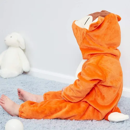 Vista 6 de MICHLEY - Overol unisex para bebé mameluco estilo animal con capucha de franela cosplay para invierno u otoño