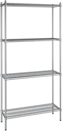 Vista 195 de Kit de 4 estantes de epoxi verde NSF de 21 x 72 pulgadas con postes de 86 pulgadas, estantería de almacenamiento resistente, kit de estantería