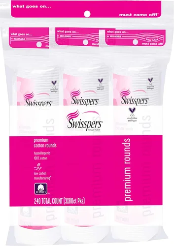 Vista 10 de Swisspers - Círculos premium de algodón hipoalergénico, 80 unidades, paquete de 6 (480 rondas en total)