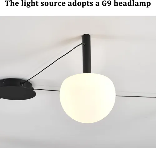 Vista 5 de Lámpara de Techo Semiempotrada de Cristal Negro de 3 Luces Adecuada para Salas de Estar, Dormitorios, Pasillos, Comedores, Comedores, Lámpara