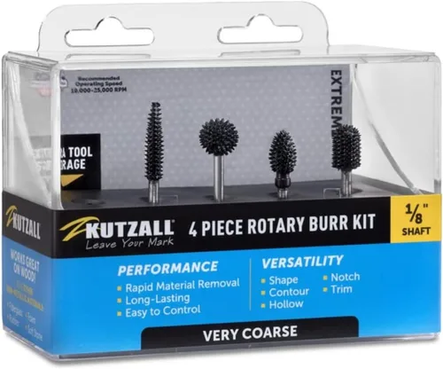 Vista 8 de Kutzall Kit de fresas rotativas de 5 piezas, eje de 1⁄8 pulgadas, grano variado, brocas para tallar madera para Dremel, Foredom, Ryobi, DeWalt