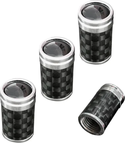 Vista 7 de Ziciner 4 piezas de cubiertas de tapones de válvula de neumático, tornillos de tapa de aire de vástago de válvula de rueda de carbono para llantas