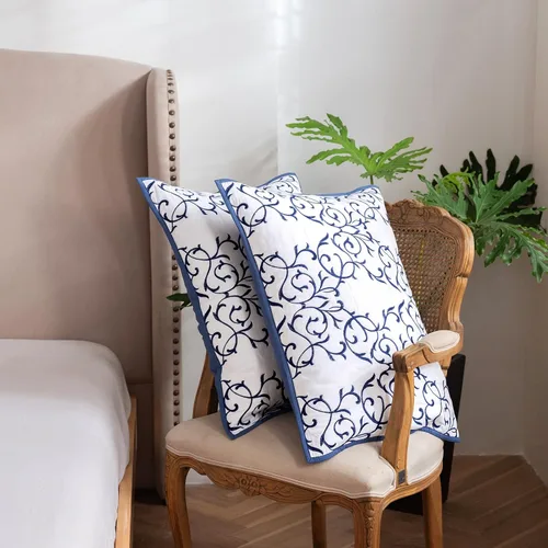 Vista 14 de mixinni Juego de 2 fundas de almohada de microfibra suave de tamaño estándar con bordado floral de color beige, 20 x 26 pulgadas