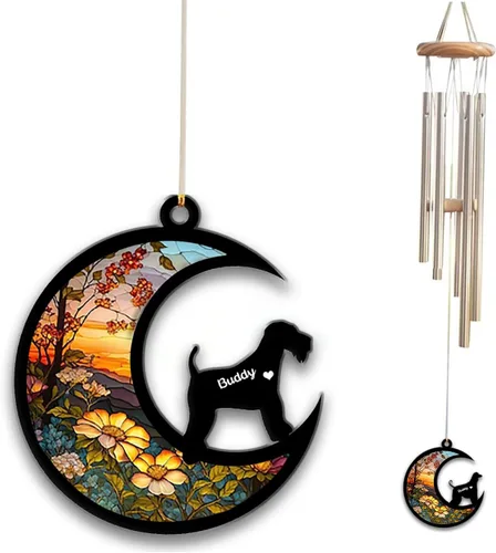 Vista 20 de Carillón de viento con atrapa el sol afghan Hound, campanilla de viento conmemorativa de girasol personalizada para perro, regalo de pérdida