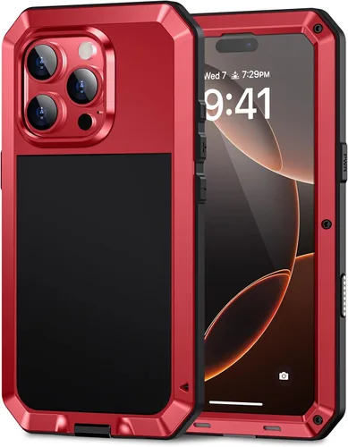 Vista 25 de Lanhiem Funda para iPhone 7 Plus/8 Plus, resistente a los golpes, [Tough Armour], funda de metal con protector de pantalla integrado, funda Negro