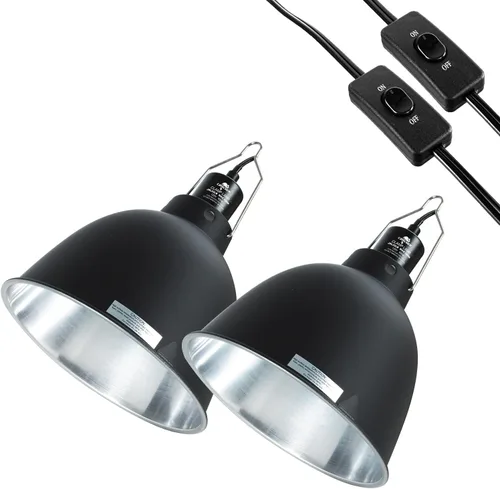 Vista 8 de Lámpara de reptil, lámpara de calor de reptiles de cúpula profunda de 8.1 pulgadas con interruptor, lámpara de terrario UVB para terrario UVB