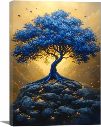 Vista 17 de VOCBAN Tree of Life Canvas Wall Art Painting Poster Nature Print Canvas Wall Art Print Artwork Living Room Bedroom Office Hallway Picture(black