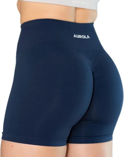 Vista 2 de AUROLA Intensify - Pantalones cortos deportivos sin costuras de cintura alta para mujer, para correr, gimnasio, fitness, yoga, entrenamiento