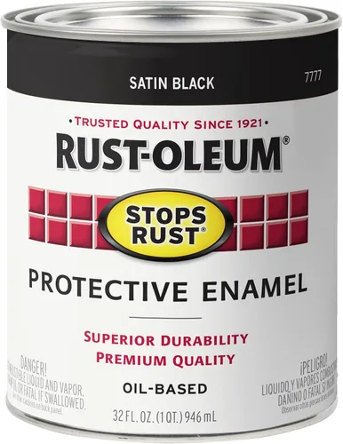 Vista 19 de Rust-Oleum 7777730 Stops Rust Pintura con Brocha, Media Pinta, Negro Satinado