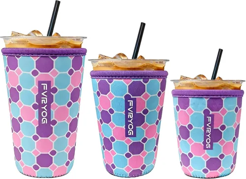 Vista 40 de Fundas de neopreno reutilizables aisladas para café helado, fundas para tazas de café helado, fundas para bebidas heladas y calientes