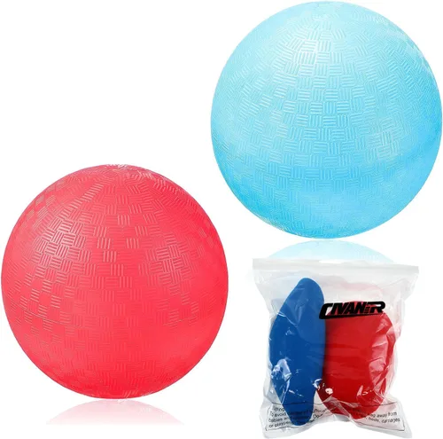 Vista 7 de Civaner Paquete de 2 bolas de PVC de 5 pulgadas, color rojo y azul, adecuadas para niños al aire libre, ejercicio, yoga