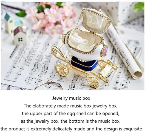 Vista 5 de AVEO Caja de música relojera, caja de música con joyas, huevo de ganso, princesa, carruaje, baratija, caja musical de regalo para Navidad, Año