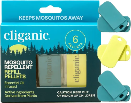 Vista 8 de Cliganic - Paquete repelente de mosquitos (1 clip + 2 bolitas de repuesto), sin DEET, infusión de aceite esencial, esenciales de verano, accesorios