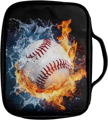 Vista 2 de Funda para la Biblia de Béisbol con Impresión de Agua y Fuego para Niños, Fundas Ligeras para la Biblia, Bolso de Mano para Estudio de la Biblia