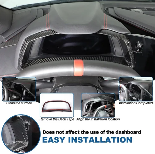 Vista 5 de Marco para panel de salpicadero de automóvil compatible con Chevrolet Corvette C8 Stingray 2020-2025 100% fibra de carbono real, 1 pieza
