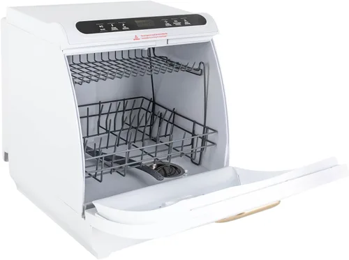 Vista 5 de Lavavajillas de encimera de 900 W con tanque de agua integrado de 7 L, 5 programas y rociador doble de 360°, lavavajillas portátil compacto